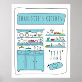 Cute Kitchen Playful Draging Gepersonaliseerde Naa Poster (Voorkant)