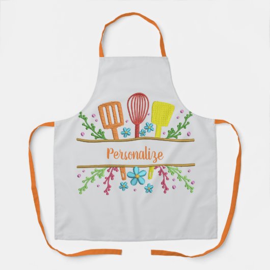 Cute Kitchen Utensils Gepersonaliseerd Schort (Voorkant)