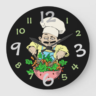 Cute Kitchen Wall Clock Fun Chef Design Grote Klok