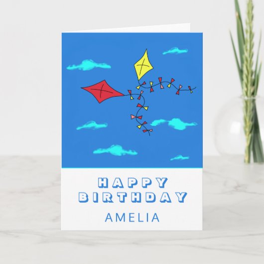 Cute Kites Red Yellow met de naam Kinderen van afg Kaart (Voorkant)
