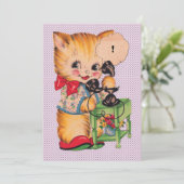 Cute Kitsch Kawaii Cat met Afdruk Telefoon Bedankkaart (Staand voorkant)