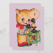 Cute Kitsch Kawaii Cat met Afdruk Telefoon Bedankkaart (Voorkant / Achterkant)