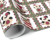 Cute Kitsch Merry-kerstTeddy Bears in Cups Cadeaupapier (Rol Hoek)