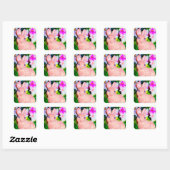 Cute Kitschy Bunny Rabbit Vierkante Sticker (Vel)