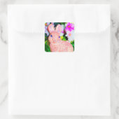 Cute Kitschy Bunny Rabbit Vierkante Sticker (Tas)