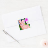 Cute Kitschy Bunny Rabbit Vierkante Sticker (Envelop)