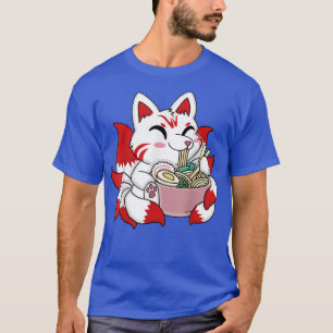 Cute Kitsune Ramen Bowl Japanse noodle Kawaii Ani T-shirt