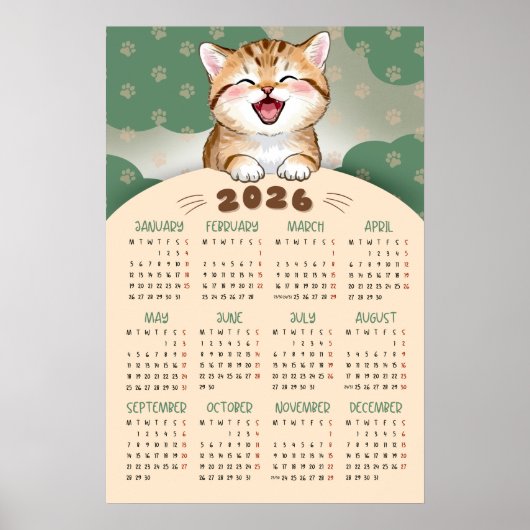Cute Kitten 2026 Calendar Poster (Voorkant)