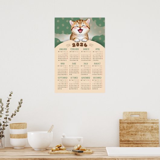 Cute Kitten 2026 Calendar Poster (Keuken)