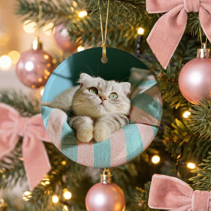 Cute Kitten 2 Photo Round Keramisch Ornament