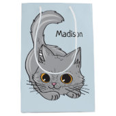 Cute Kitten, aangepaste naam en cadeautassen voor Medium Cadeauzakje (Voorkant)