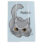 Cute Kitten, aangepaste naam en cadeautassen voor Medium Cadeauzakje (Achterkant)