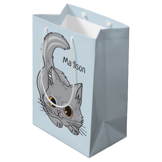 Cute Kitten, aangepaste naam en cadeautassen voor Medium Cadeauzakje (Achterkant Gekanteld)