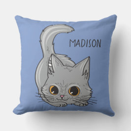 Cute Kitten, aangepaste naam en gekleurde werpkuss Kussen
