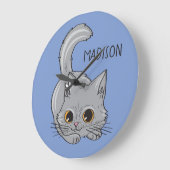 Cute Kitten, aangepaste naam en kleurwandklok Grote Klok (Hoek)