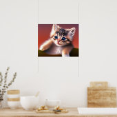 Cute Kitten AI Photo Style Poster (Keuken)