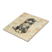 Cute Kitten Antiek kat met ontladingsventilator Tegeltje (Zijkant)