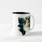 Cute Kitten Artwork Tweekleurige Koffiemok (Voorkant rechts)