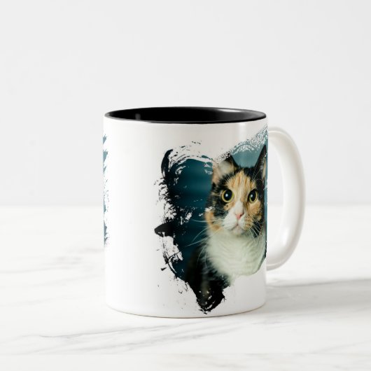 Cute Kitten Artwork Tweekleurige Koffiemok (Voorkant rechts)