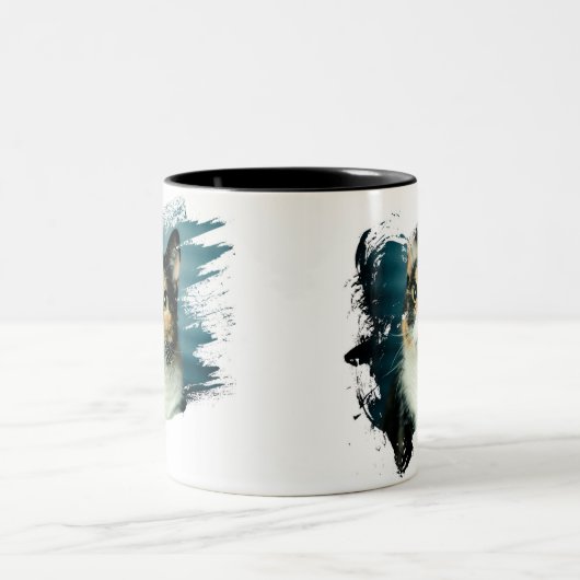 Cute Kitten Artwork Tweekleurige Koffiemok (Center)