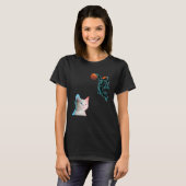 Cute Kitten Astronaut Playing Basketball For Cat T-shirt (Voorkant volledig)