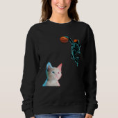 Cute Kitten Astronaut Playing Basketball For Cat Trui (Voorkant)