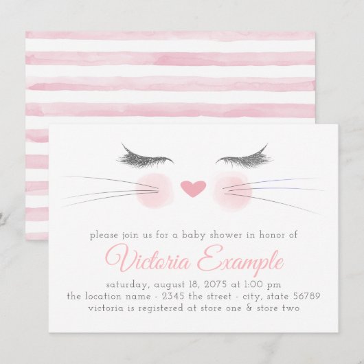 Cute Kitten Baby Shower Kaart (Voorkant / Achterkant)