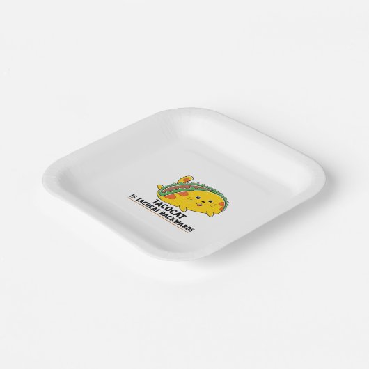Cute kitten backward tacocat Tacos mexican foo Papieren Bordje (Gebogen)