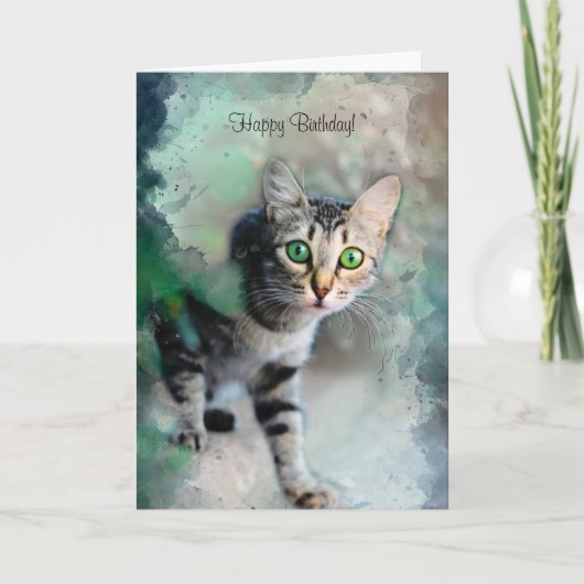 Cute Kitten Birthday Kaart uit de kat (Voorkant)
