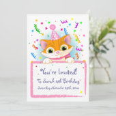 Cute Kitten Birthday nodigt Kaart (Staand voorkant)