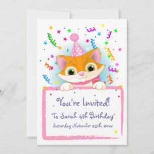 Cute Kitten Birthday nodigt Kaart