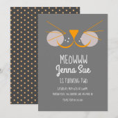 Cute Kitten Birthday Party Grey Cat Invitation Kaart (Voorkant / Achterkant)