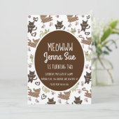 Cute Kitten Birthday Party Pet Invitation Kaart (Staand voorkant)