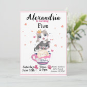 Cute kitten Birthday party uitnodiging (Staand voorkant)