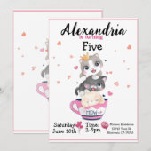 Cute kitten Birthday party uitnodiging (Voorkant / Achterkant)