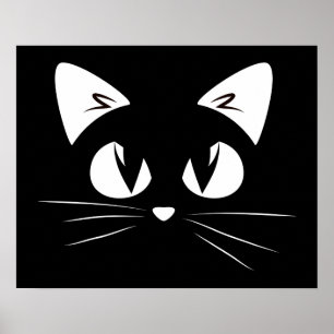 Cute Kitten Black White Funny Kitty Cat Poster