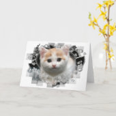 Cute Kitten Blank Wenskaart Kaart (Gele Bloem)