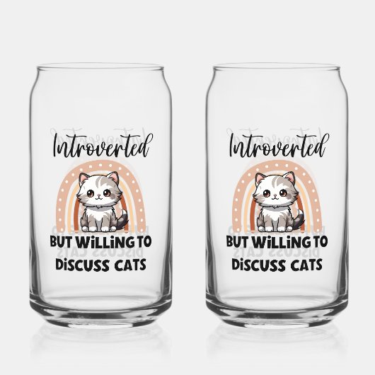 Cute Kitten Boho Rainbow "Introverted" Graphic Blikvorm Glas (Voorkant)