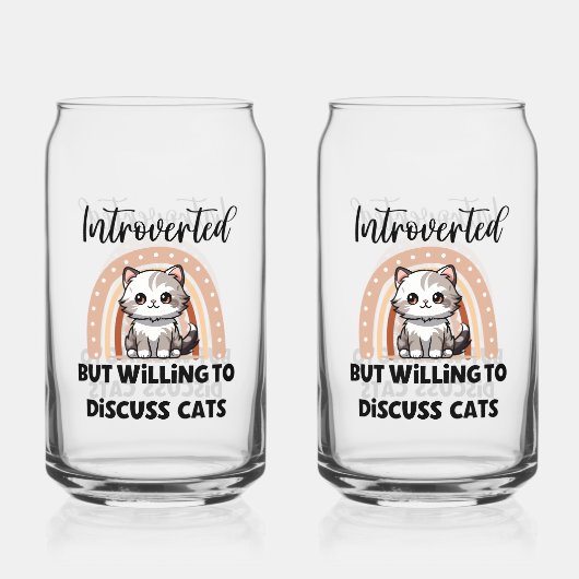 Cute Kitten Boho Rainbow "Introverted" Graphic Blikvorm Glas (Achterkant)