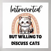 Cute Kitten Boho Rainbow "Introverted" Graphic Poster (Voorkant)