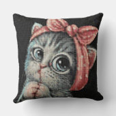 Cute Kitten Bow Cross Stitch Throw Pillow Kussen (Achterkant)