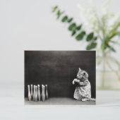 Cute  Kitten Bowling Briefkaart (Staand voorkant)