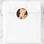 Cute Kitten & Bubble Tea Ronde Sticker (Tas)