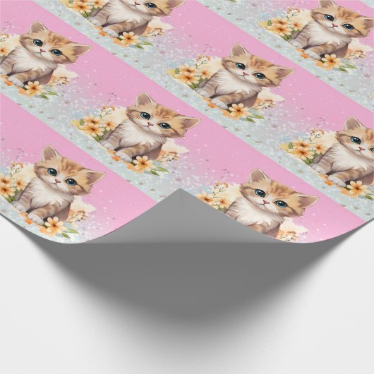 Cute kitten cadeaupapier (Hoek)
