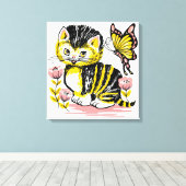 Cute Kitten Canvas Afdruk (Insitu (Houten vloer))