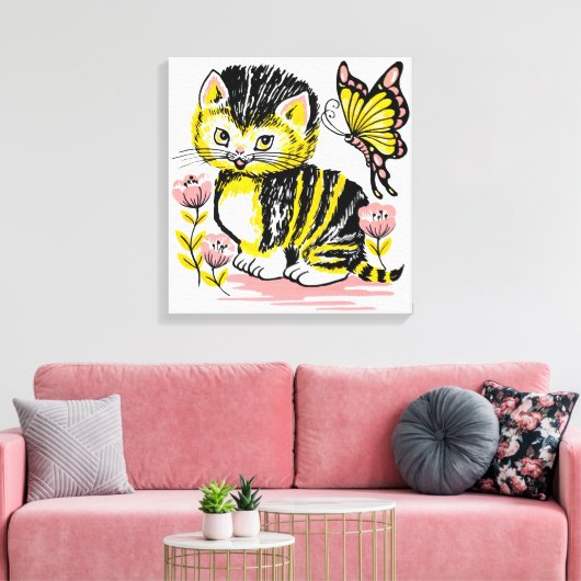 Cute Kitten Canvas Afdruk (Insitu (Woonkamer))