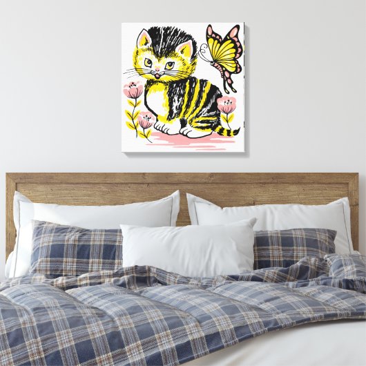 Cute Kitten Canvas Afdruk (Insitu (Slaapkamer))