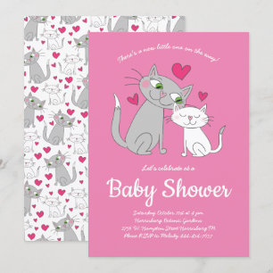 Cute Kitten Cat Baby shower Mama en Baby Kaart