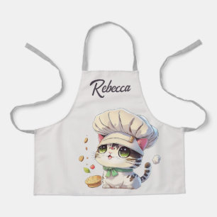 Cute Kitten Cat Chef Illustralized Personalized Schort