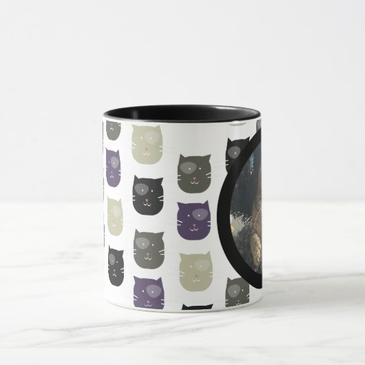 Cute Kitten Cat Faces Pet Foto Naam Mok (Midden)